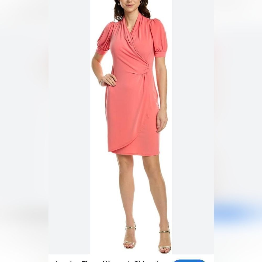 London Times Coral Wrap Dress. Career, Professional,  Soft Girl